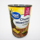 6 Cans of Great Value Chunky Mixed Fruit in 100% Juice, 15 oz