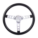 11-1/2" Chrome Classic Steering Wheel Black Foam Grip 3-Spoke