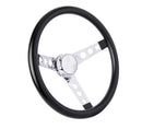 11-1/2" Chrome Classic Steering Wheel Black Foam Grip 3-Spoke
