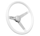 14-3/4" Chrome Classic Steering Wheel White Foam Grip 3-Spoke