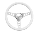 13-1/2" Chrome Classic Steering Wheel White Foam Grip 3-Spoke 831W