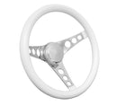 13-1/2" Chrome Classic Steering Wheel White Foam Grip 3-Spoke 831W
