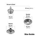 Snap Fastener Installation Kit 8 Screw-In Stud Sets with Tool Canvas
