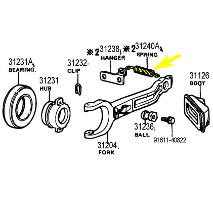 Clutch Arm Return Spring Toyota Land Cruiser 4 Speed 75-86 FJ40 FJ55 FJ60-0