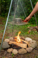 Tripod Campfire Grill 17" Chrome Grate with Lantern Holder Foldable