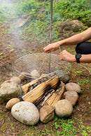 Tripod Campfire Grill 17" Chrome Grate with Lantern Holder Foldable