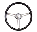 15" Brushed Stainless Slotted Classic Steering Wheel Black Foam Grip Nostalgia