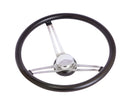 15" Brushed Stainless Slotted Classic Steering Wheel Black Foam Grip Nostalgia