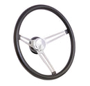 15" Brushed Stainless Slotted Classic Steering Wheel Black Foam Grip Nostalgia