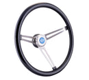 15" Brushed Stainless Classic Steering Wheel Black Foam Chevy Horn Button