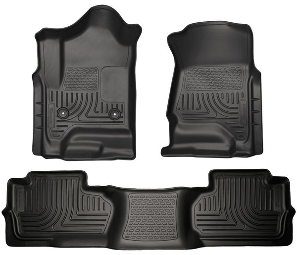 2014-2015 Chevy Silverado Ext Cab Front Rear Floor Mats HuskyLiner WeatherBEATER-0