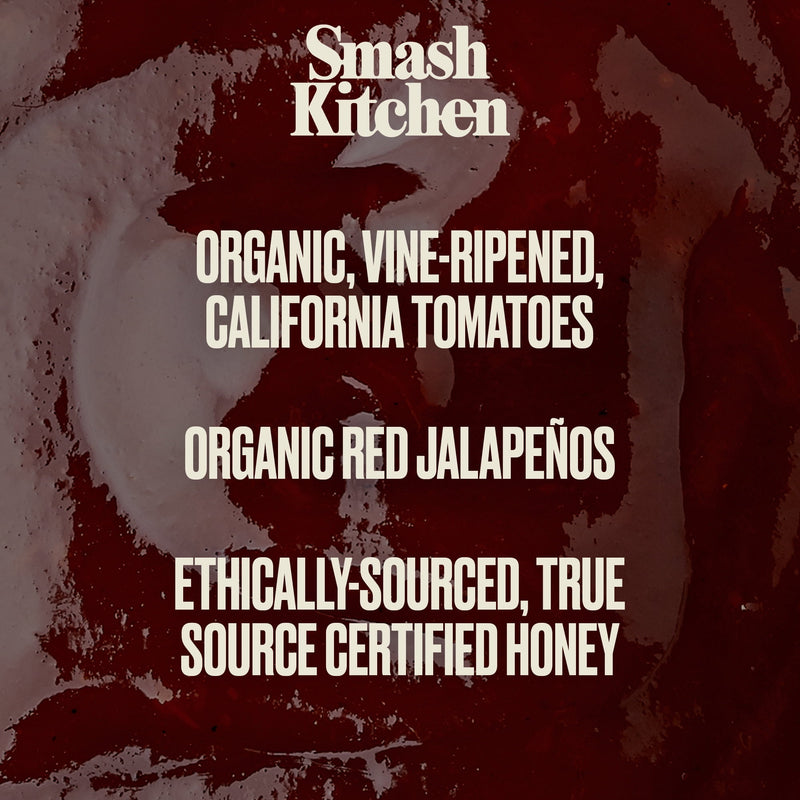 2 BOTTLES Organic Smash Kitchen Hot Honey BBQ Sauce 15 oz Barbecue