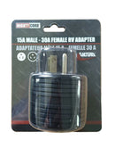 A10-1530ARDVP 15A Male To 30A Female Round Adapter Plug Camper RV Travel Trailer