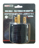 A10-3015ARDVP 30A MALE TO 15A FEMALE ROUND ADAPTER PLUG Camper RV Travel Trailer