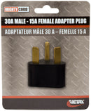 A10-3015AVP Mighty Cord 30AM-15AF Adapter Plug Carded Camper RV Travel Trailer