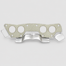 Four-port exhaust manifold gasket with attached formed metal heat shield