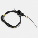 One complete front parking brake cable with conduit, rubber boots and metal cable ends