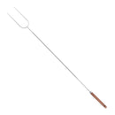 Campfire Roasting Fork 41" Two Prong Chrome Steel Wooden Handle
