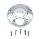 14" Polished Billet Classic Steering Wheel Leather Grip Jeep Logo w/ Install Kit