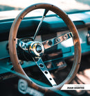 15" Chrome Classic Steering Wheel Walnut Wood Grip 3-Spoke