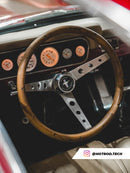 13-1/2" Brushed Stainless Classic Steering Wheel Walnut Wood Grip Nostalgia