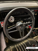 14" Black Billet Classic Steering Wheel Leather Chevy Logo w/ Install Kit 1916-1