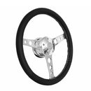 14" Polished Billet Classic Steering Wheel Leather Chevy Logo 3-Spoke 1921