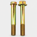Two gold-tone caliper slide pin bolts with hex heads and threaded ends