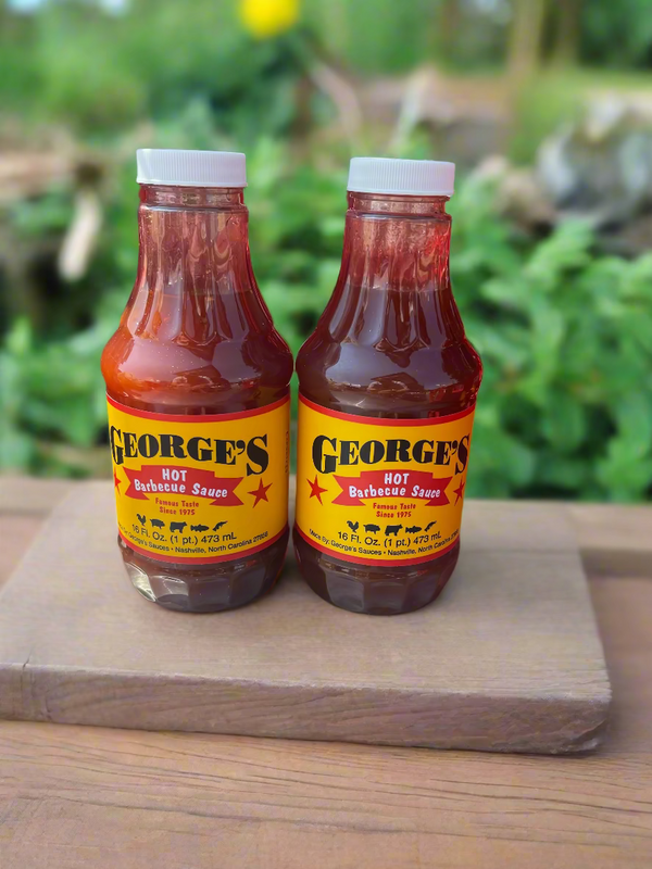 3 Bottles George's Hot Barbecue Sauce 16 oz BBQ Wing Marinade Dip
