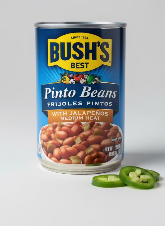 4 CANS Bush's Best Pinto Beans with Jalapenos 16 oz Can Chili Soup