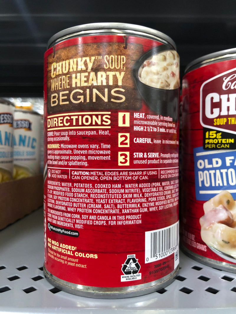 12 Campbell's CHUNKY Potato and Ham Chowder Soup 18.8 oz Cans