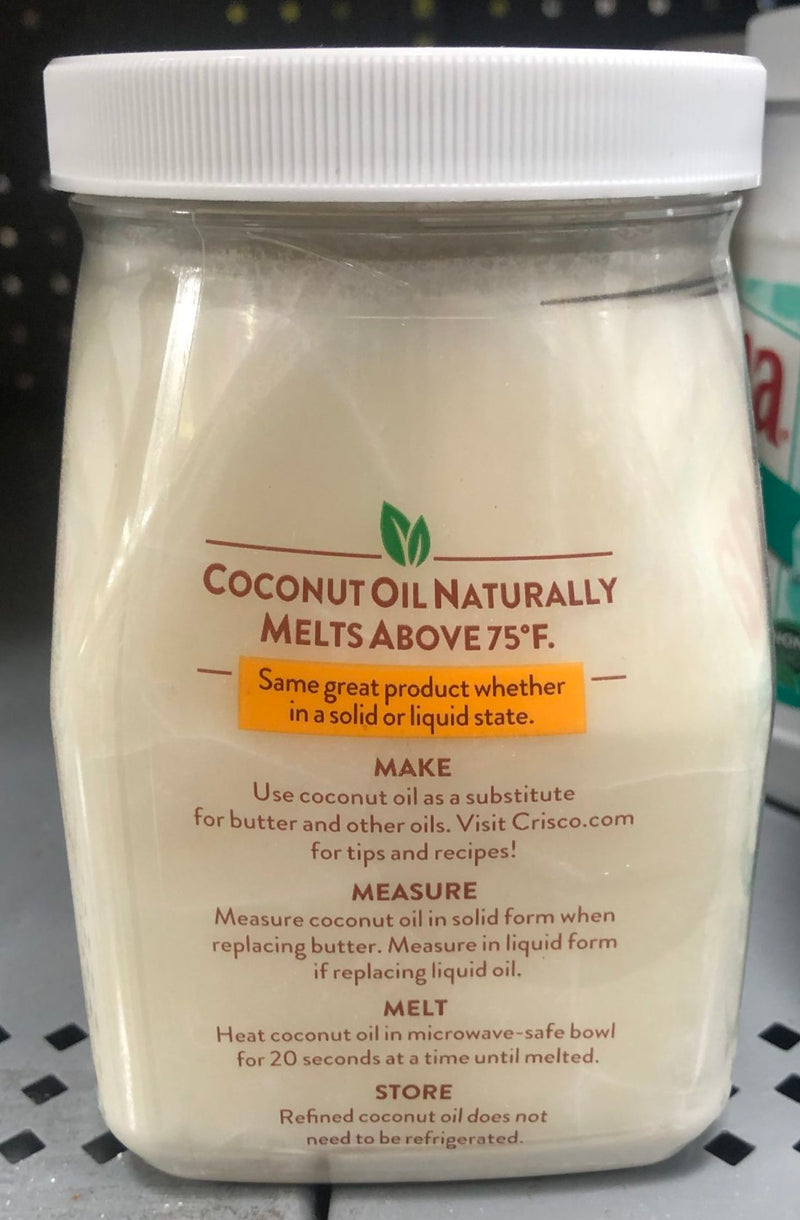 Crisco Organic Refined Coconut Oil 27 OZ Gluten Free NonGMO Cooking