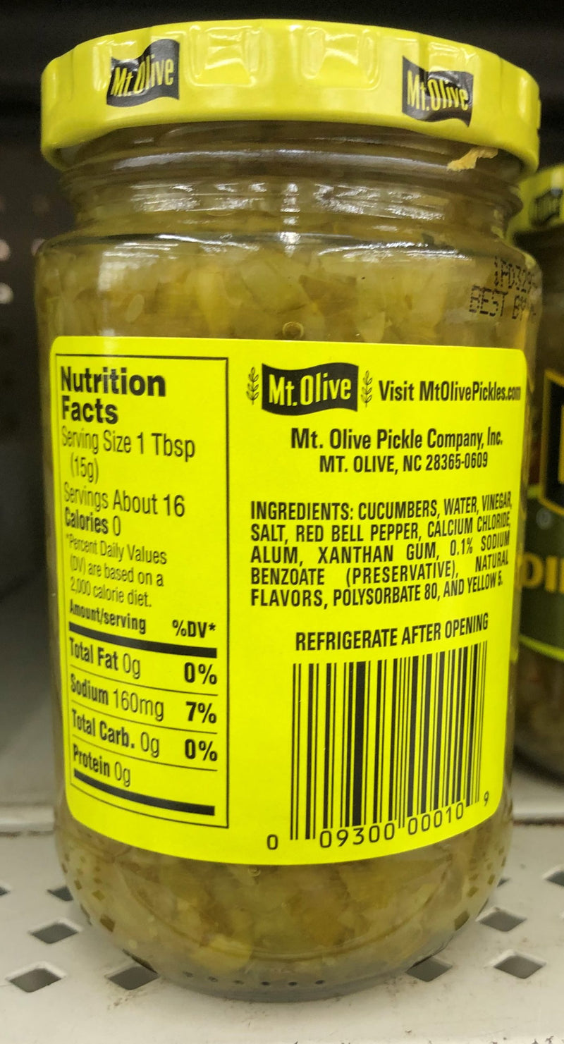 Mount Olive Pickle Dill Relish 8 oz Mt hot dog salad sandwich