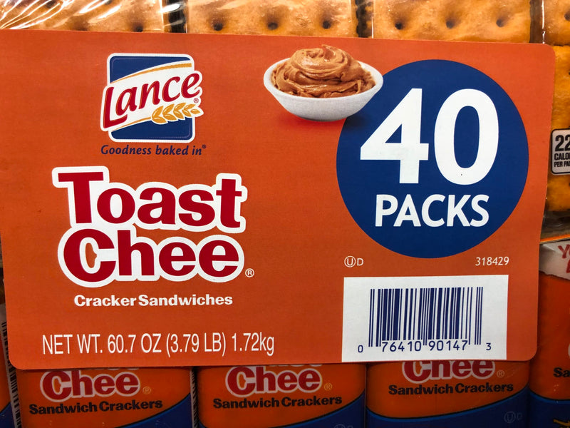 40 packs Toastchee Lance Sandwich Crackers Cheese Peanut Butter NABS