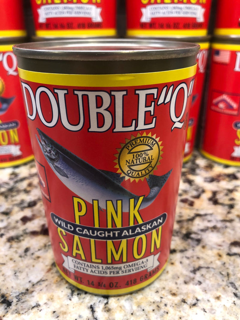 12 CANS Double "Q" Wild Caught Alaskan Pink Salmon 14.75 oz Can Fish