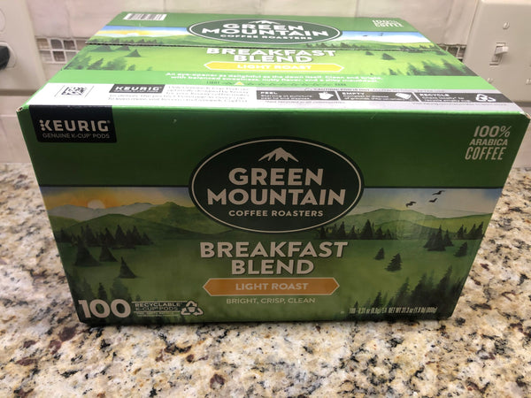 Green Mountain Breakfast Blend Coffee 100 ct Keurig K cup Pods