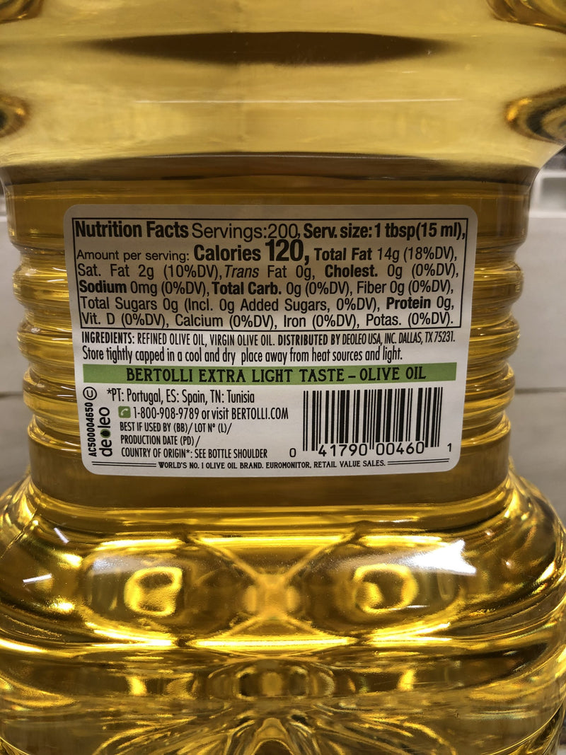 Bertolli Extra Light Tasting Olive Oil 3L Bottle frying sauteing bake