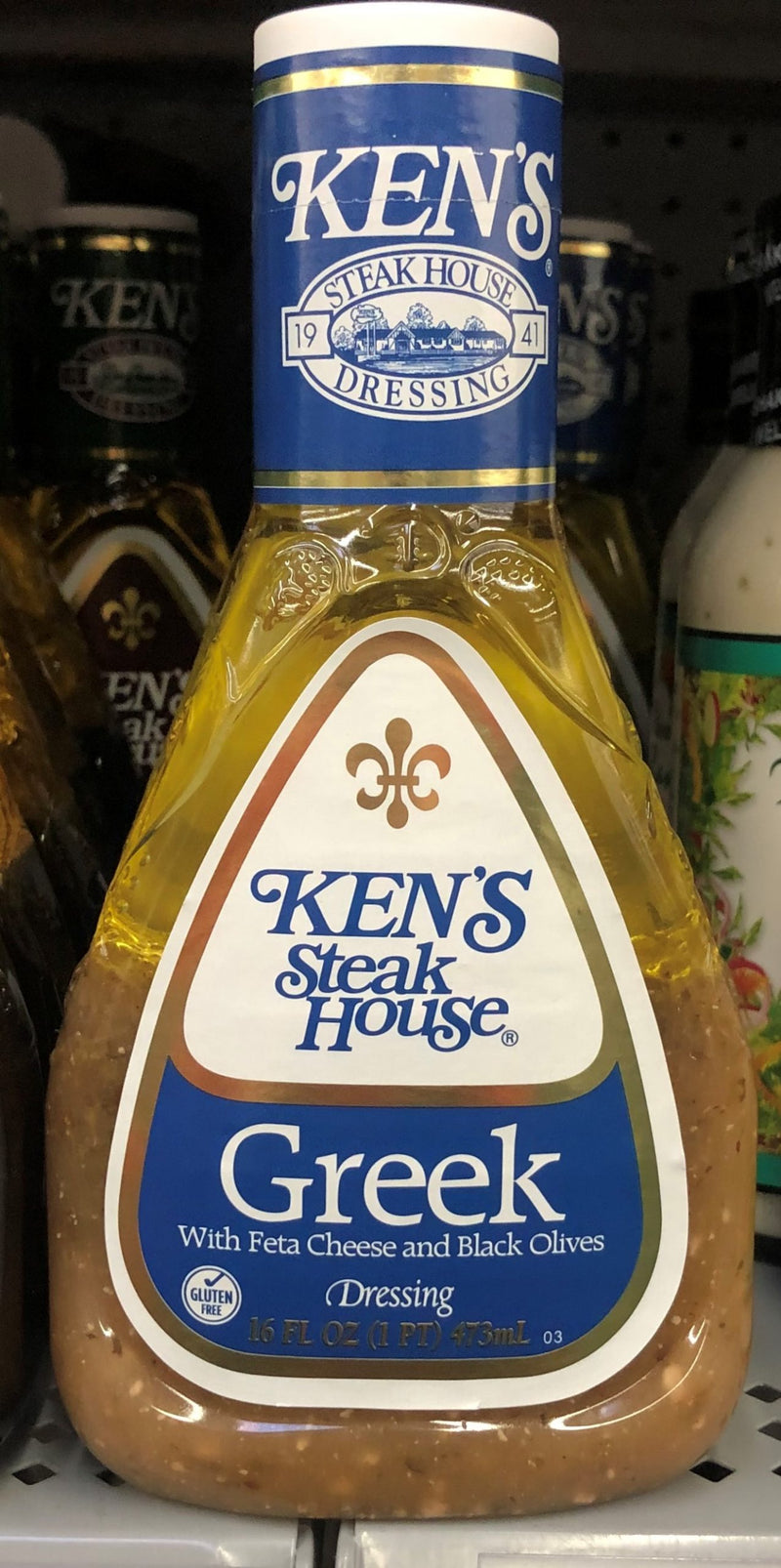 Ken's Steak House Greek Salad Dressing 16 oz Bottle Feta Black Olives