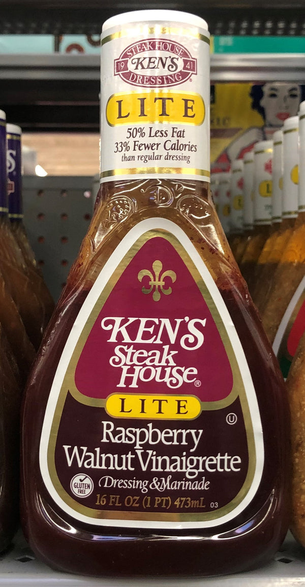 Ken's Steak House Lite Raspberry Walnut Vinaigrette Salad Dressing 16 oz Bottle