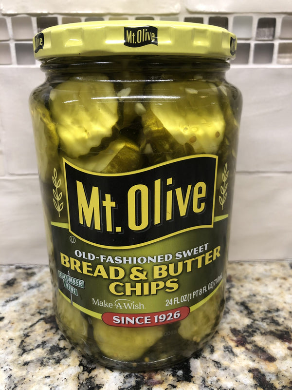 Mount Olive Old Fashioned Sweet Bread and Butter Chips Pickles 24 oz Mt Burger
