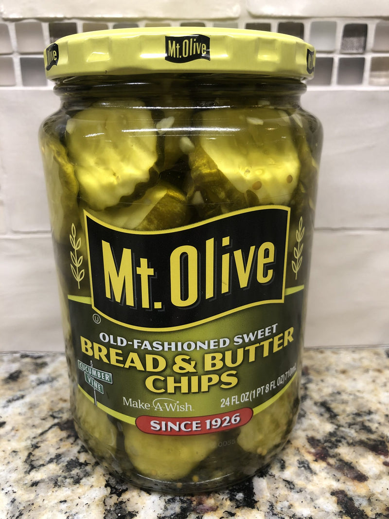 Mount Olive Old Fashioned Sweet Bread and Butter Chips Pickles 24 oz Mt Burger