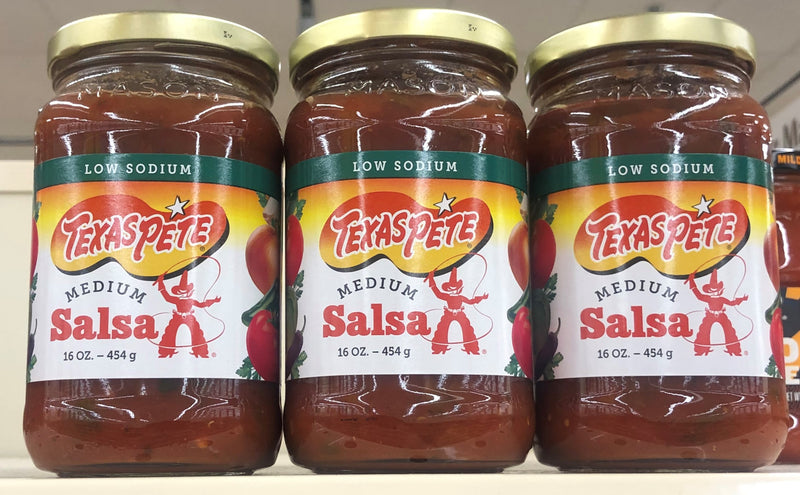 3 Jars Texas Pete Low Sodium Medium Salsa 16 oz Pepper Wing Dip