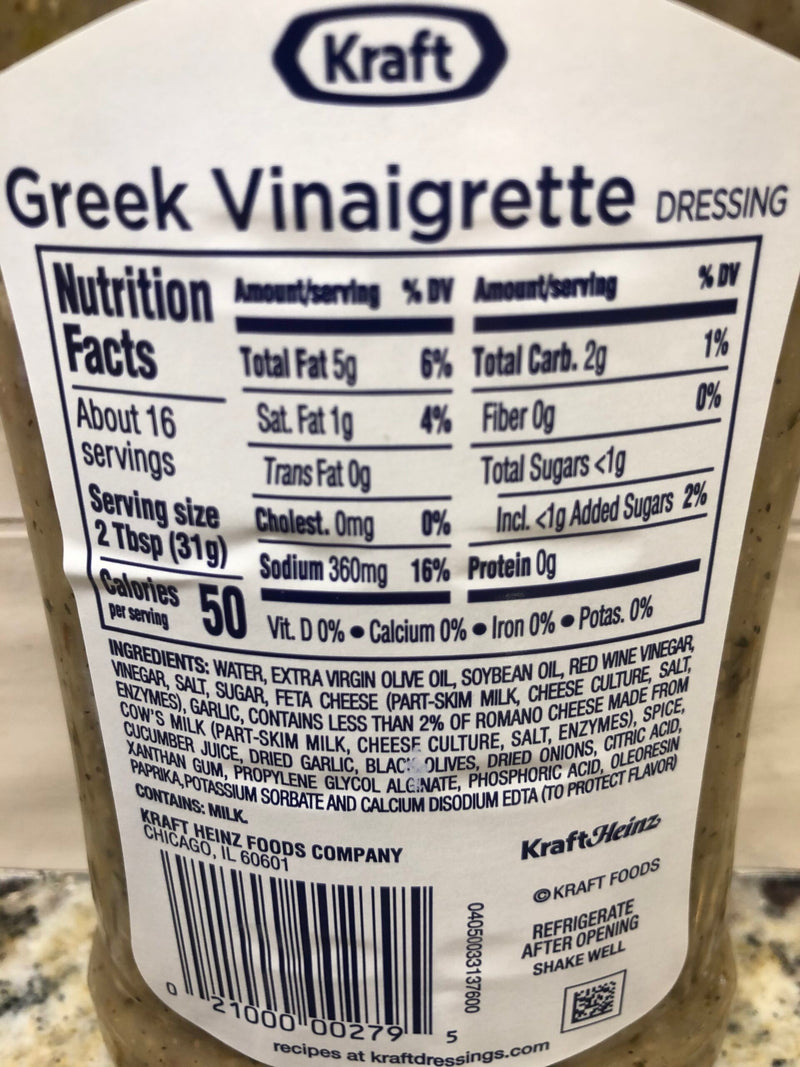 3 BOTTLES Kraft Greek Vinaigrette Salad Dressing 16 oz Tangy