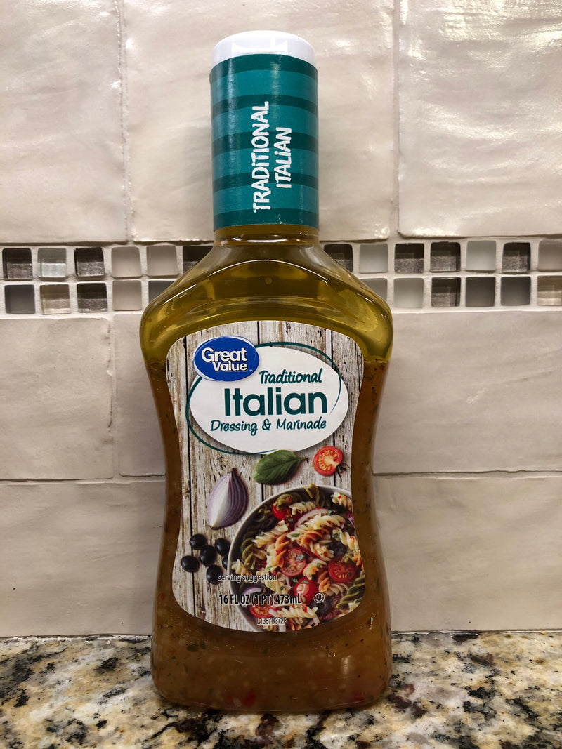 4 BOTTLES Great Value Traditional Italian Salad Dressing 16 oz Marinade