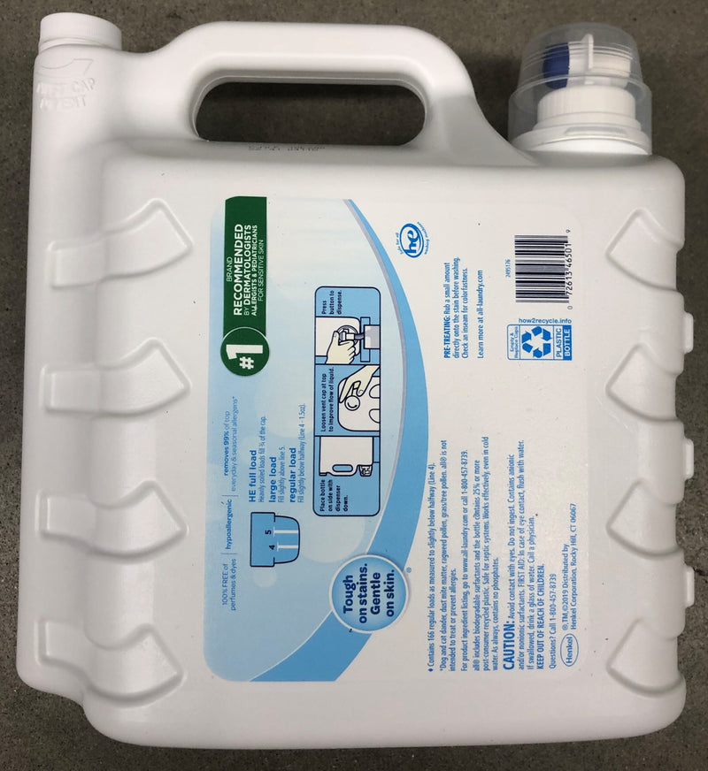 all 2X Ultra Stain lifter Free & Clear 166 loads 250 oz Detergent Hypoallergenic