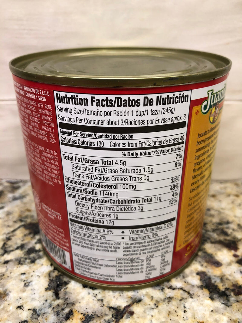 4 CANS Juanita's Menudo 25 oz Soup Tripe Bone Stock Hominy FREE SHIP