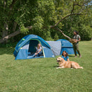 8-Person Dual Dome Tent, 5-Person + 3-Person Configuration, Blue