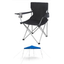 Quad Folding Camp Chair Black and 10' x 10' Instant Slant Leg Canopy Bundle