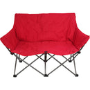 Camping Love Seat Chair with Side Mesh Storage and Carry Bag, Red