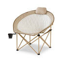 Glamping Round Camping Chair, Oversized Padded Cozy Fabric, 300 lb Capacity